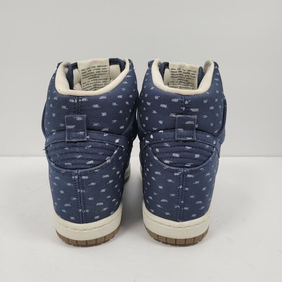 Nike Dunk Sky Hi Women's Blue Print Hidden Wedge Sneakers 543258-400 US Size 7 - Picture 4 of 8